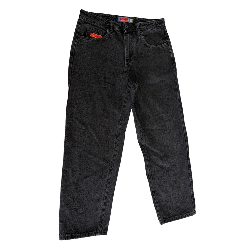 Empyre Loose Fit Skate Jeans Washed Black Denim Mens 30 Embroidered Logo